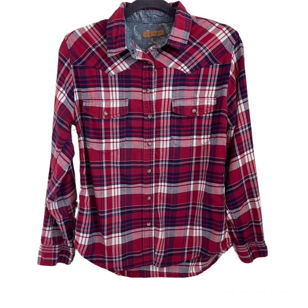 Jachs Girlfriend Women’s Red Flannel Snap Button Shirt - M